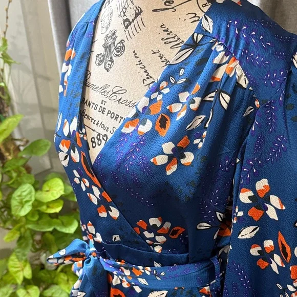 Floral high-low Dress - Blue and Orange - Picture 6 of 7